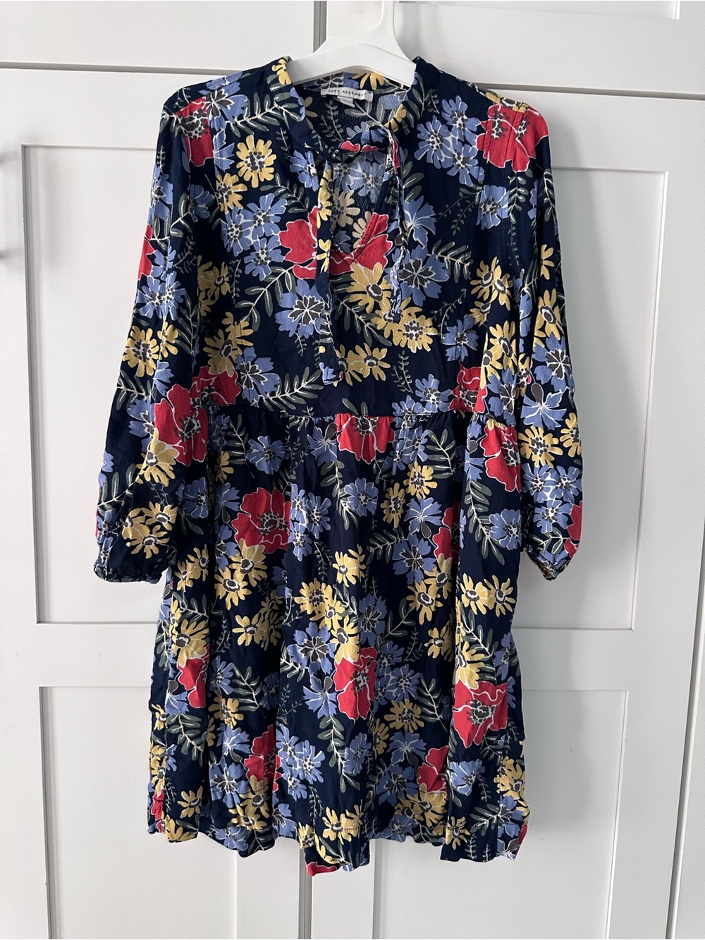Two of Free assembly Women’s ' Floral Ruffle Yoke Dresses in Rose Red Floral - Picture 2 of 11